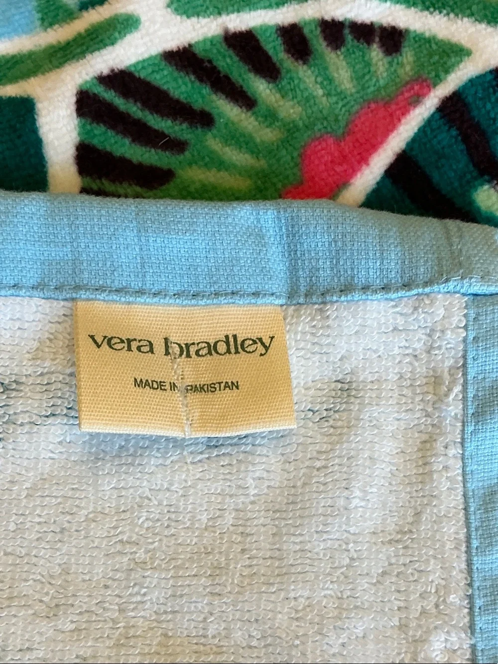 Vera Bradley Aqua Sea Turtle Beach Towel with Green & Pink Accents